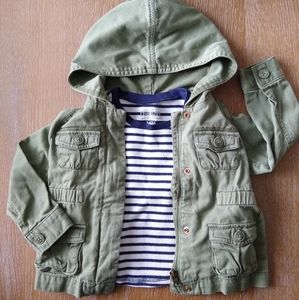 Osh Kosh Green Jacket + Striped Shirt Set